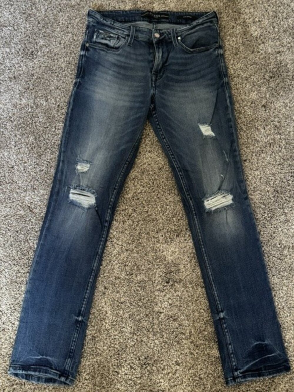 GUESS Men's Slim Tapered Distressed Jeans - Vivid Aged Wash 29x30